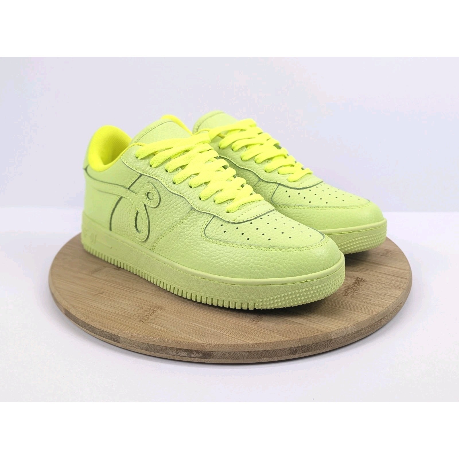 John Geiger Gf-01 Lime Green Pebbled Leather Low Top Sneakers Mens 8 Streetwear